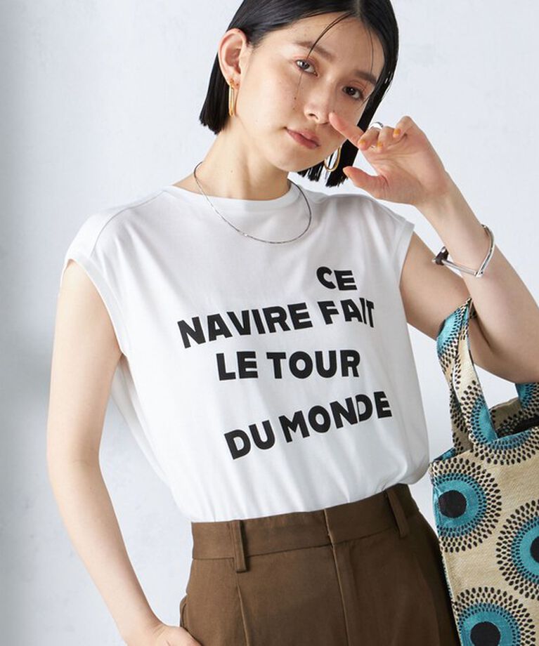SHIPS for women「ローズペトール フレンチスリーブ プリント TEE」|Tシャツ・カットソー|ホワイト