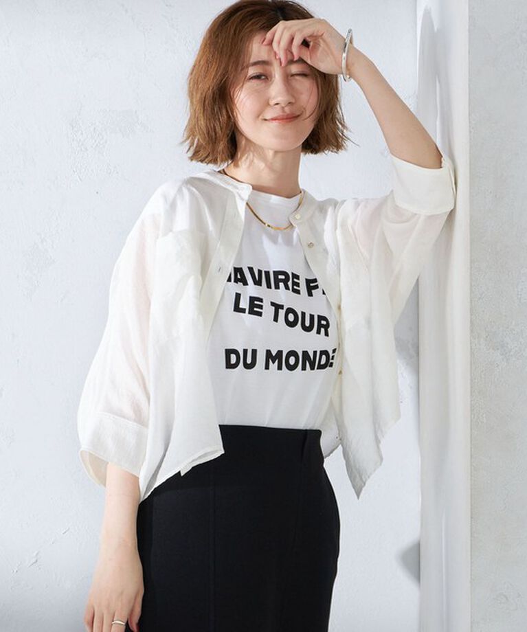 SHIPS for women「ローズペトール フレンチスリーブ プリント TEE」|Tシャツ・カットソー|
