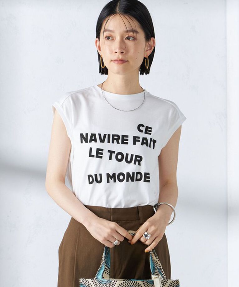 SHIPS for women「ローズペトール フレンチスリーブ プリント TEE」|Tシャツ・カットソー|