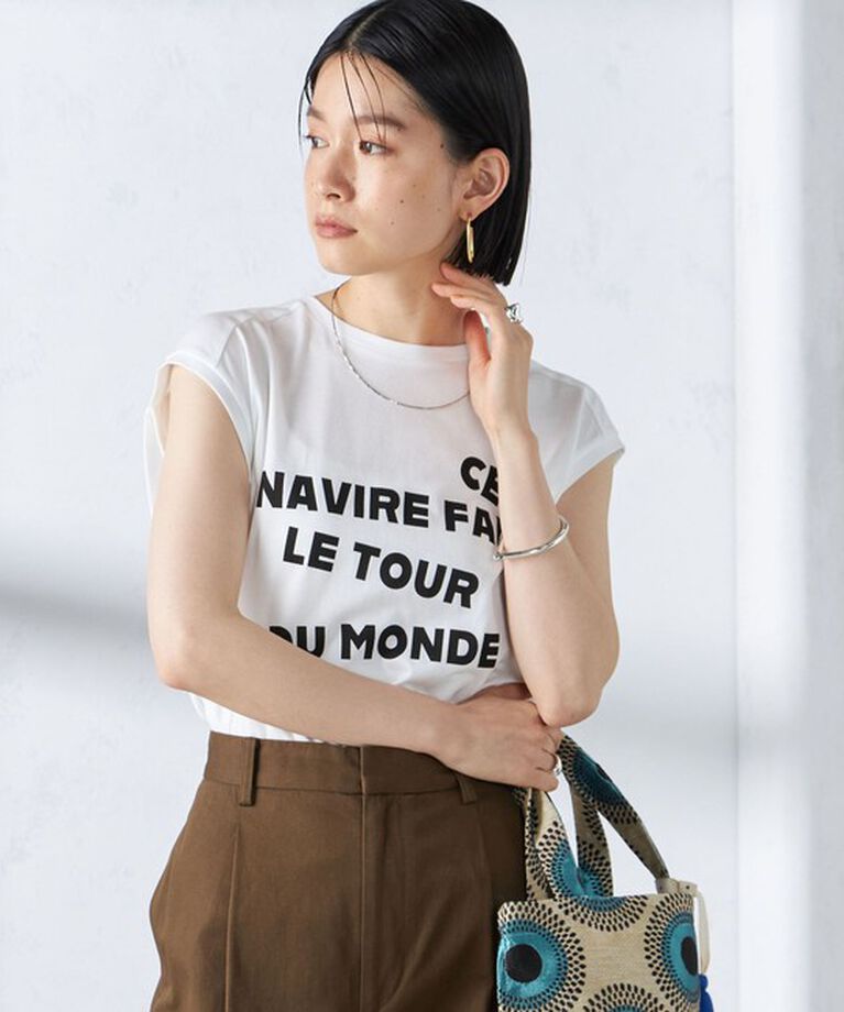 SHIPS for women「ローズペトール フレンチスリーブ プリント TEE」|Tシャツ・カットソー|