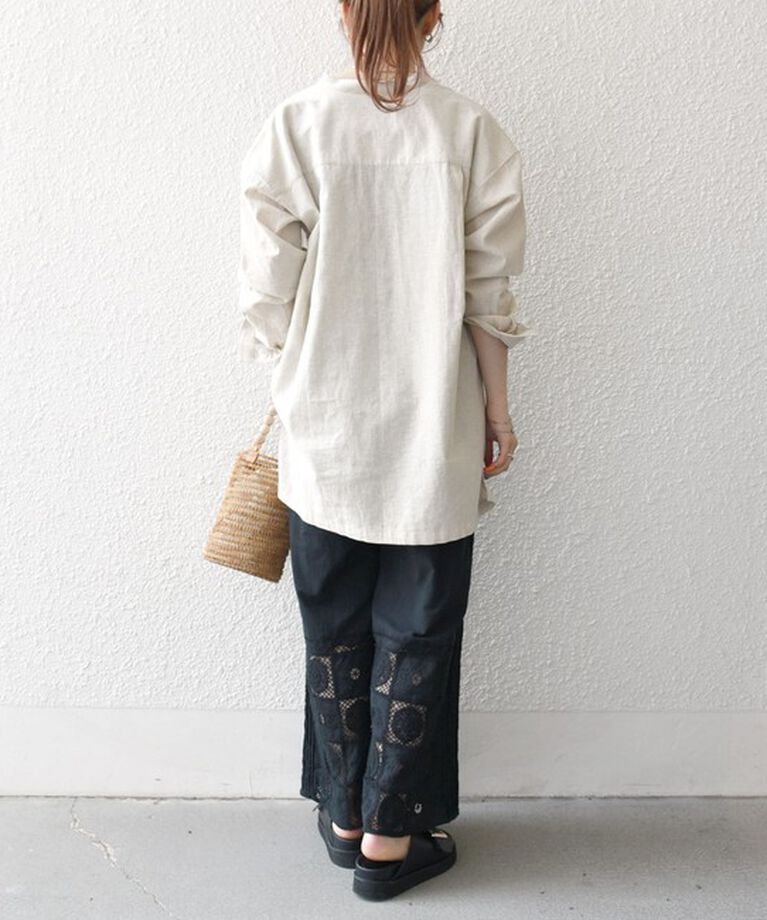 SHIPS any「【WEB限定】SHIPS any: 〈洗濯機可能〉リネン ミックス スタンドカラー ポケット シャツ 25SS」|シャツ・ブラウス|
