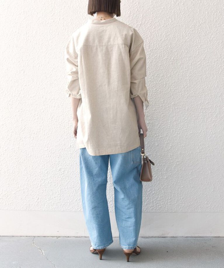 SHIPS any「【WEB限定】SHIPS any: 〈洗濯機可能〉リネン ミックス スタンドカラー ポケット シャツ 25SS」|シャツ・ブラウス|