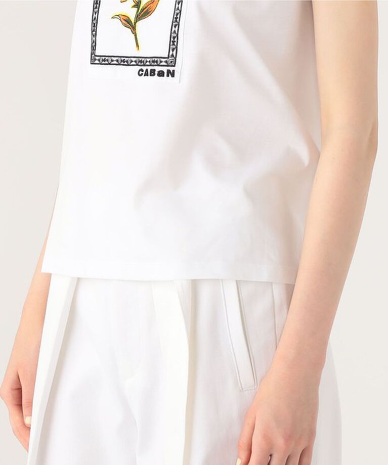 CABaN「CABaN スビンコットン ビンテージフラワーエンブロイダリーTシャツ」|Tシャツ・カットソー|