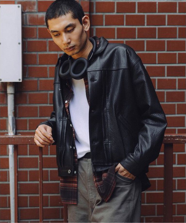 JOURNAL STANDARD「NZ ラムレザー トラッカージャケット」|ライダースジャケット|ブラック