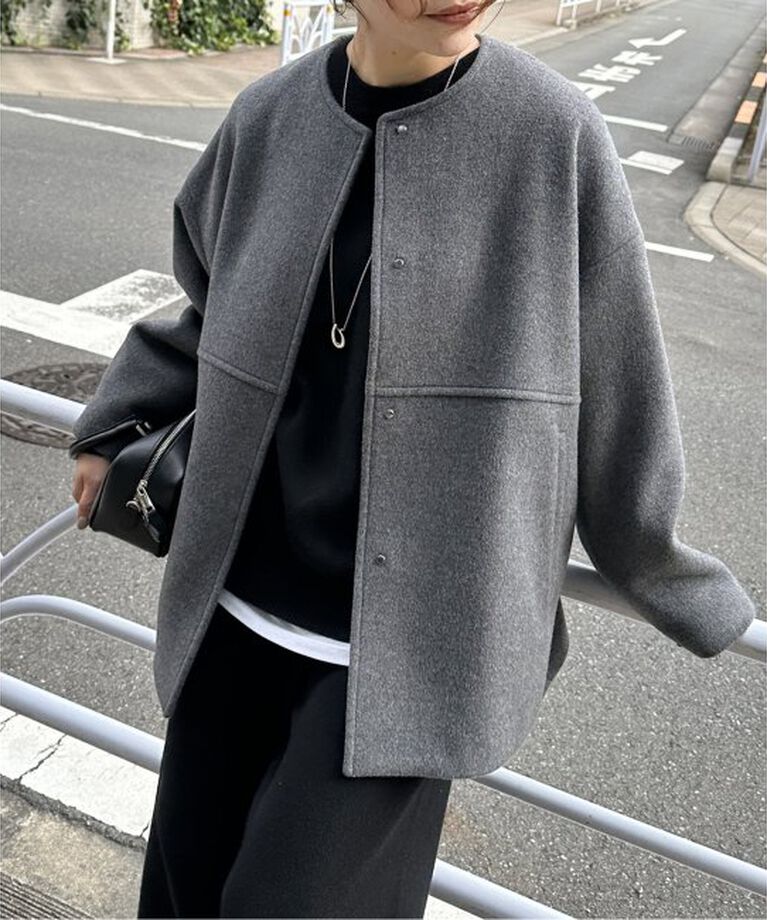 JOURNAL STANDARD「《追加2》スーパー140ビーバーノーカラーショートコート」|その他|グレーA