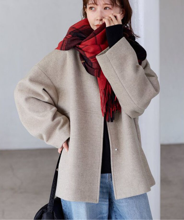 JOURNAL STANDARD「《追加2》スーパー140ビーバーノーカラーショートコート」|その他|ベージュ A