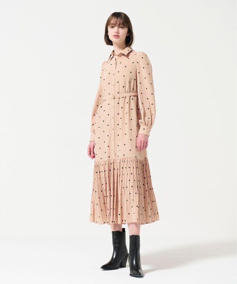 GRACE CONTINENTAL「ベルト付刺繍ロングワンピース」|ワンピース|ベージュ