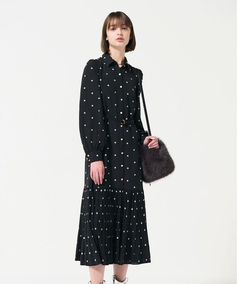 GRACE CONTINENTAL「ベルト付刺繍ロングワンピース」|ワンピース|ブラック