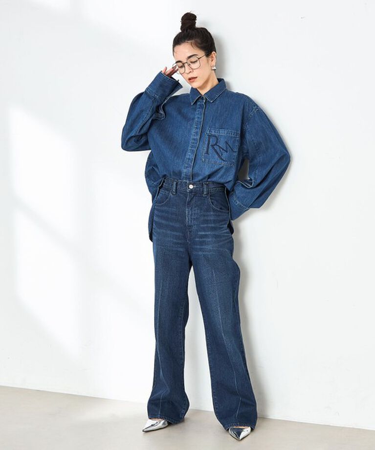 Rie Miller「【RM denim】センタープレスハイウエストデニム」|デニム|