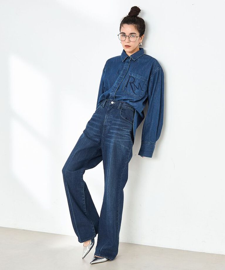 Rie Miller「【RM denim】センタープレスハイウエストデニム」|デニム|