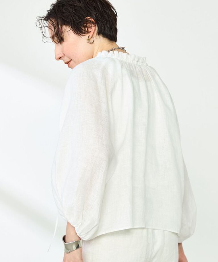 NOLLEY'S「《セットアップ対応》リネンフリル衿ブラウス」|シャツ・ブラウス|