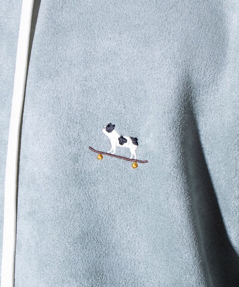 GLOSTER「【GLOSTER/グロスター】フレンチブルドッグ刺繍 スエードダンボール パーカー フーディ」|パーカー|