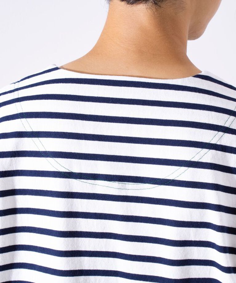 GLOSTER「【GLOSTER/グロスター】バスクボーダー  エルボーパッチ ボーダーロンT BIO-WASH」|Tシャツ・カットソー|