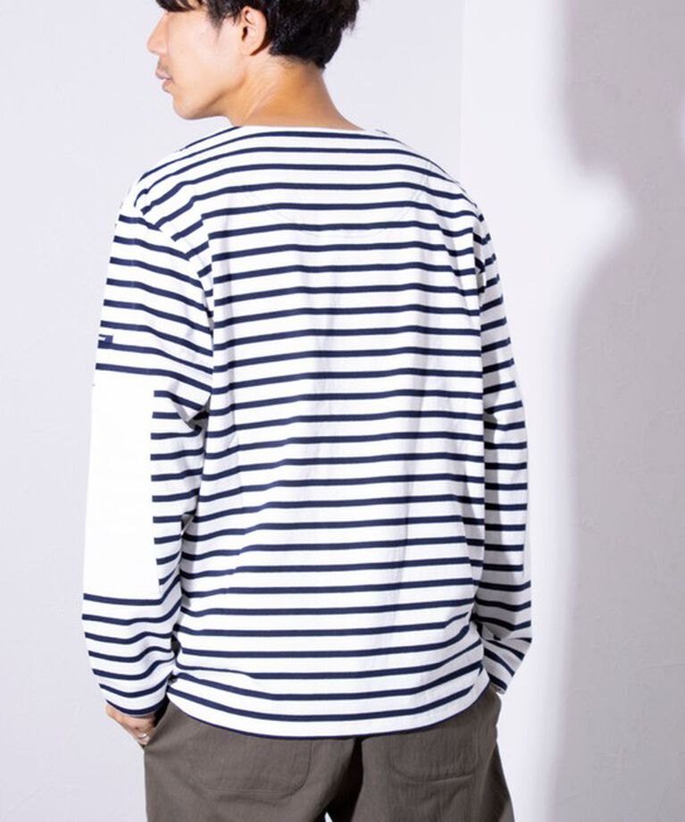 GLOSTER「【GLOSTER/グロスター】バスクボーダー  エルボーパッチ ボーダーロンT BIO-WASH」|Tシャツ・カットソー|