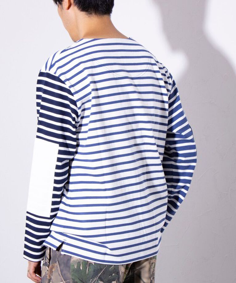 GLOSTER「【GLOSTER/グロスター】バスクボーダー  エルボーパッチ ボーダーロンT BIO-WASH」|Tシャツ・カットソー|