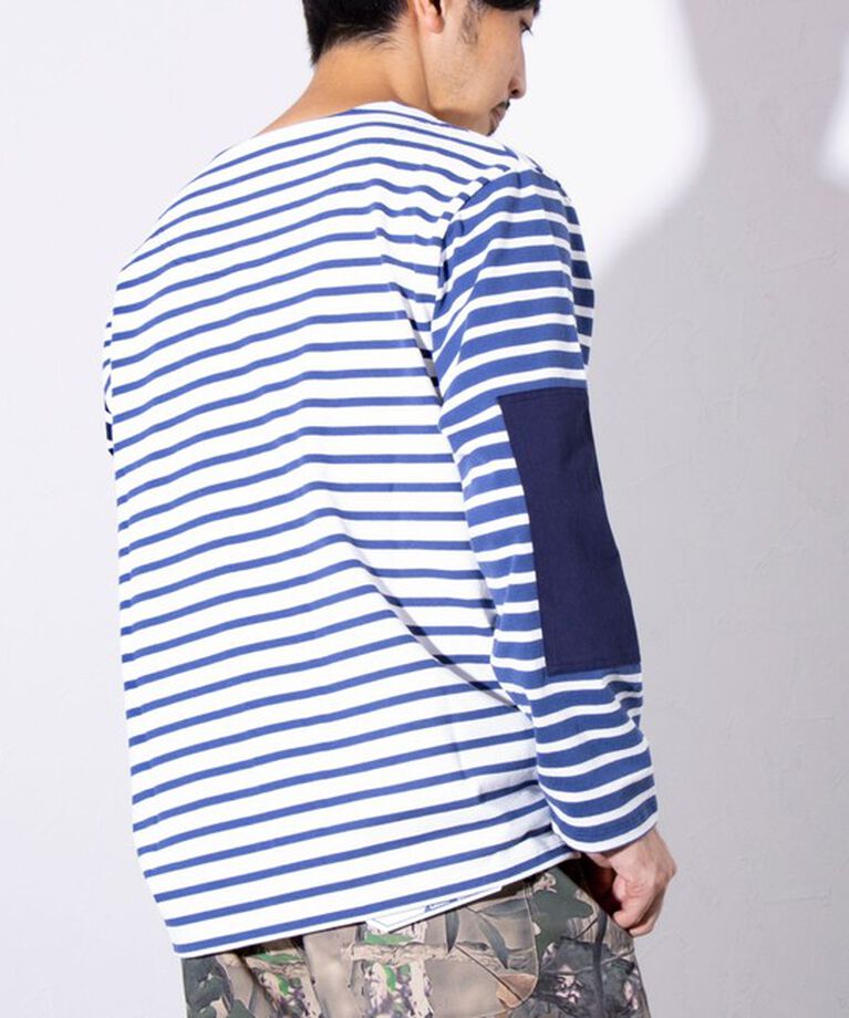 GLOSTER「【GLOSTER/グロスター】バスクボーダー  エルボーパッチ ボーダーロンT BIO-WASH」|Tシャツ・カットソー|