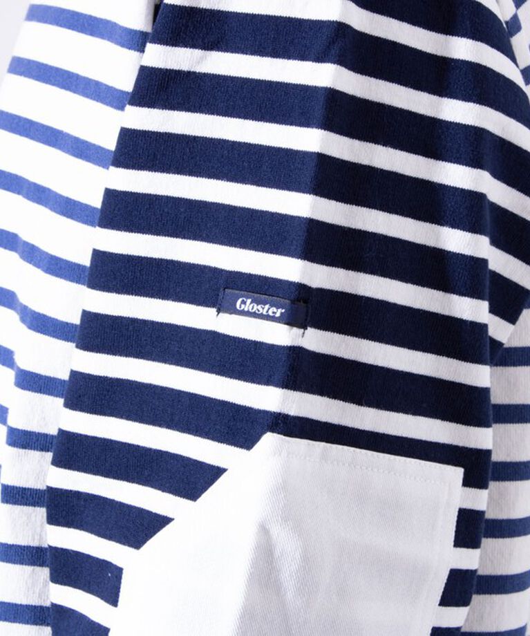 GLOSTER「【GLOSTER/グロスター】バスクボーダー  エルボーパッチ ボーダーロンT BIO-WASH」|Tシャツ・カットソー|