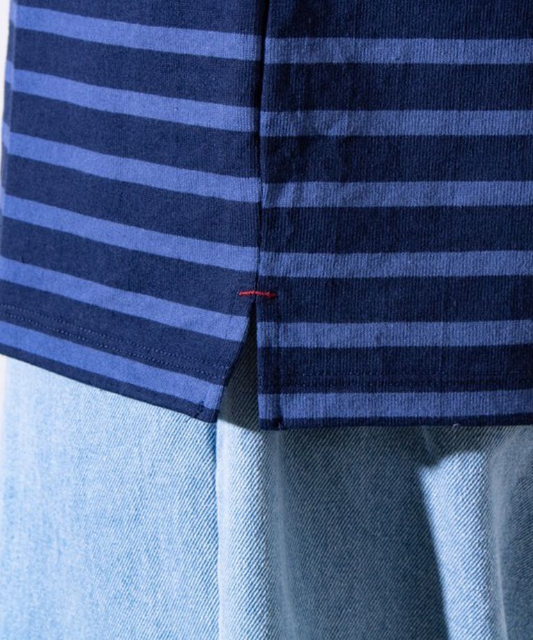 GLOSTER「【GLOSTER/グロスター】バスクボーダー  エルボーパッチ ボーダーロンT BIO-WASH」|Tシャツ・カットソー|