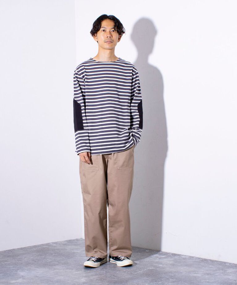 GLOSTER「【GLOSTER/グロスター】バスクボーダー  エルボーパッチ ボーダーロンT BIO-WASH」|Tシャツ・カットソー|