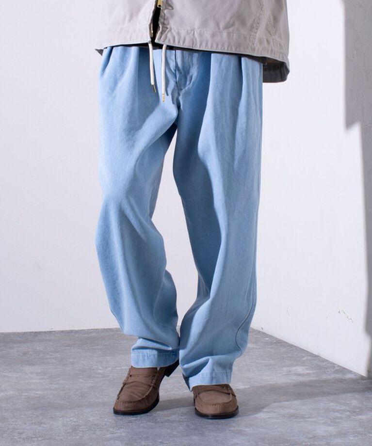GLOSTER「【GLOSTER/グロスター】デニムツータックトラウザー ワイドパンツ ワイドデニム」|デニム|サックス