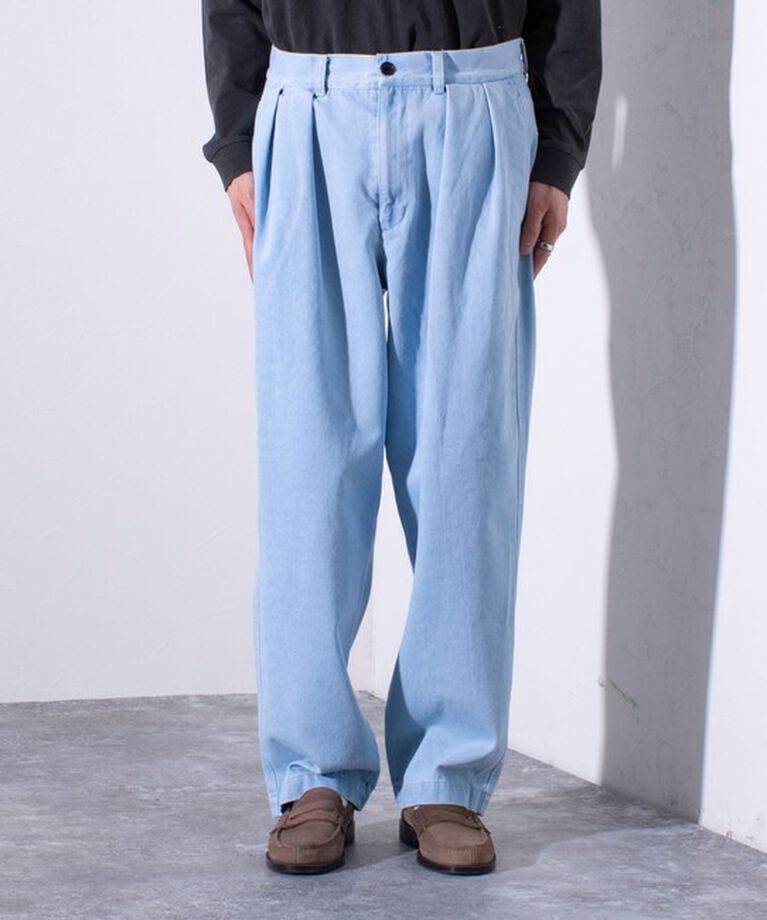 GLOSTER「【GLOSTER/グロスター】デニムツータックトラウザー ワイドパンツ ワイドデニム」|デニム|