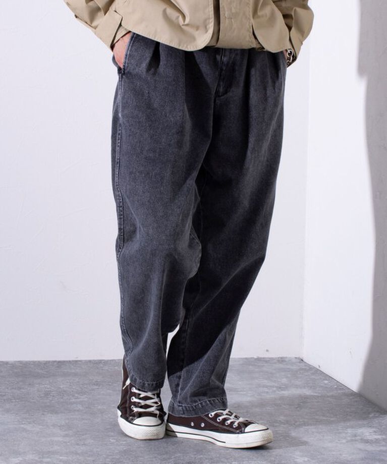 GLOSTER「【GLOSTER/グロスター】デニムツータックトラウザー ワイドパンツ ワイドデニム」|デニム|