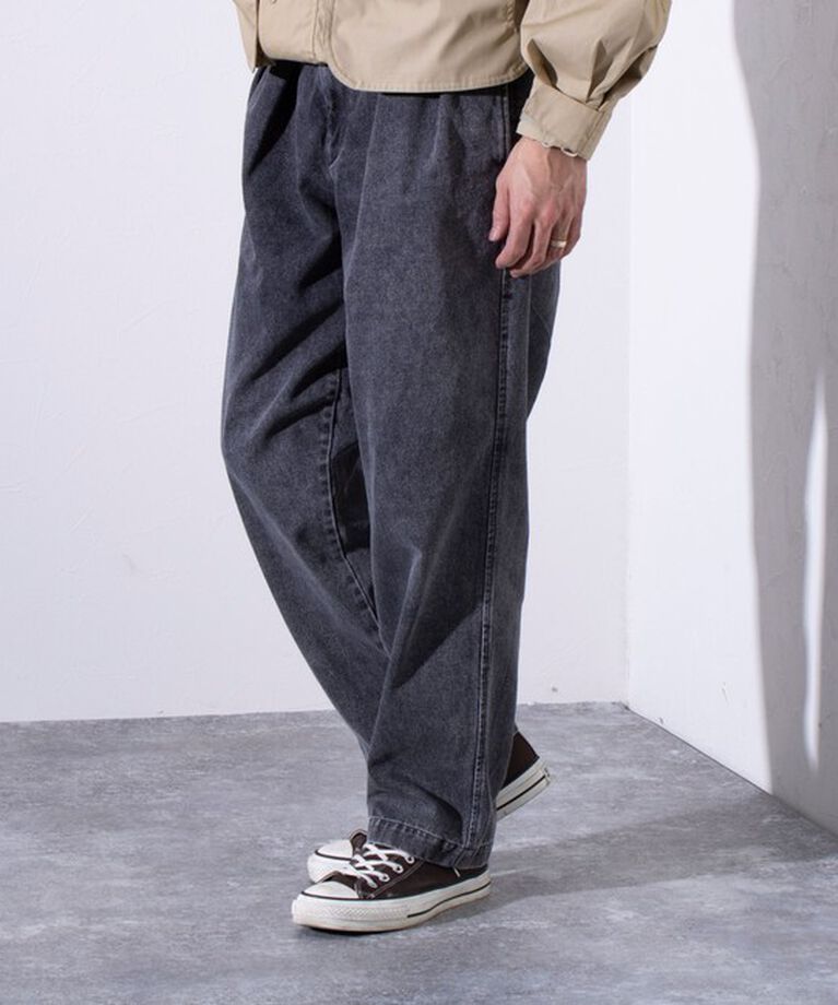GLOSTER「【GLOSTER/グロスター】デニムツータックトラウザー ワイドパンツ ワイドデニム」|デニム|