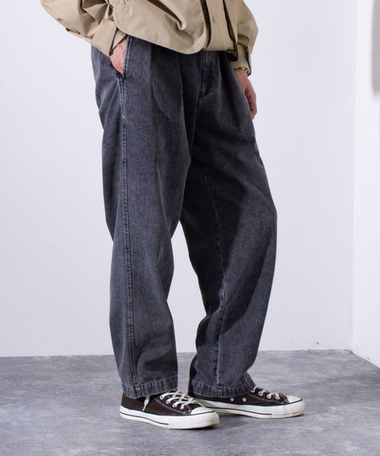 GLOSTER「【GLOSTER/グロスター】デニムツータックトラウザー ワイドパンツ ワイドデニム」|デニム|