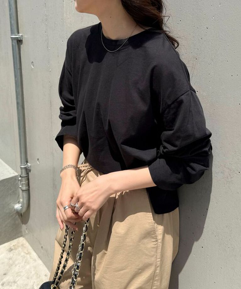 fredy emue「クロップドシアーロンTシャツ」|Tシャツ・カットソー|ブラック