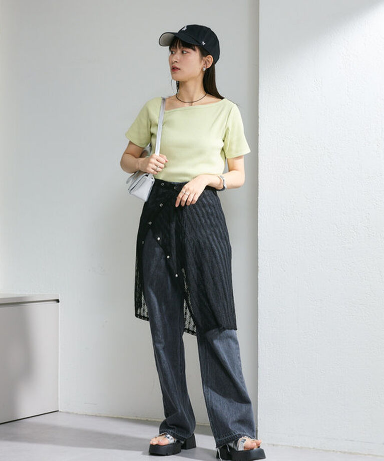  「【新色追加/3サイズ展開】ハイウエストストレートデニム」|デニム|