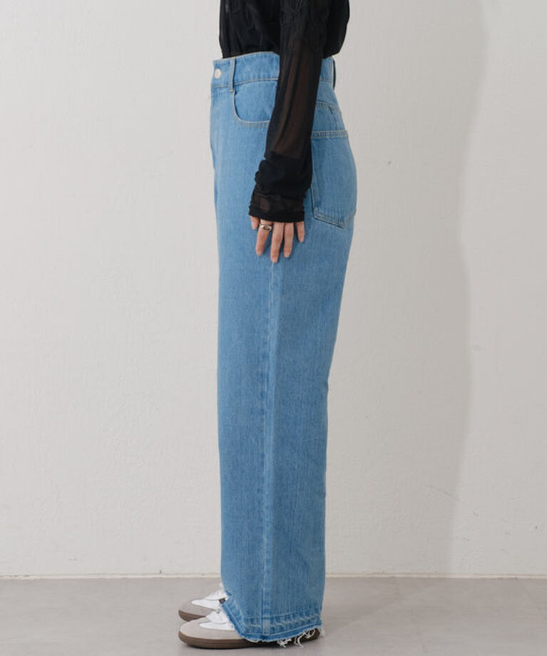  「【新色追加/3サイズ展開】ハイウエストストレートデニム」|デニム|