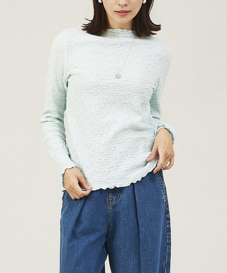 abahouse mavie「シャーリングメロープルオーバー」|シャツ・ブラウス|サックスブルー