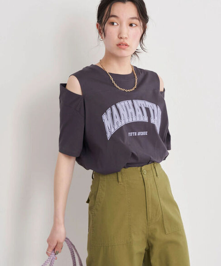 earth music&ecology「ショルダースリットショートTシャツ」|Tシャツ・カットソー|
