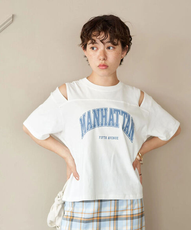 earth music&ecology「ショルダースリットショートTシャツ」|Tシャツ・カットソー|