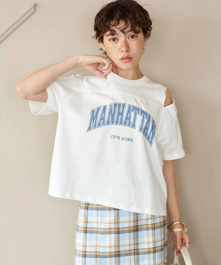 earth music&ecology「ショルダースリットショートTシャツ」|Tシャツ・カットソー|