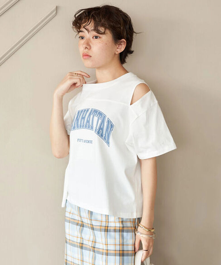 earth music&ecology「ショルダースリットショートTシャツ」|Tシャツ・カットソー|