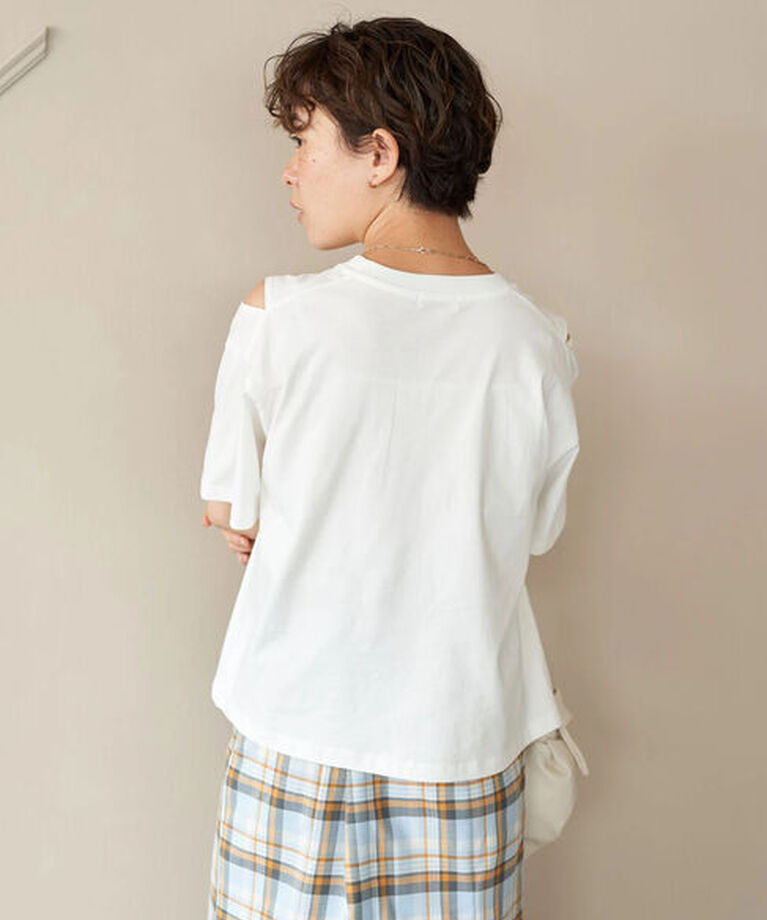 earth music&ecology「ショルダースリットショートTシャツ」|Tシャツ・カットソー|
