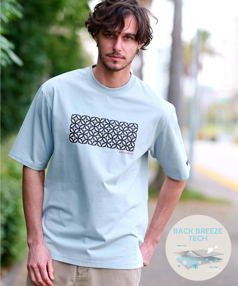 DRESSTERIOR「【接触冷感/UVカット】BACK BREEZE TECH オーバーラップサークルプリントTシャツ」|Tシャツ・カットソー|ミントグリーン(02