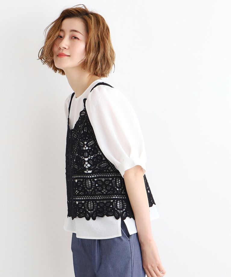 grove「刺繍ビスチェ×ブラウスSET」|その他|ﾌﾞﾗｯｸ(019)