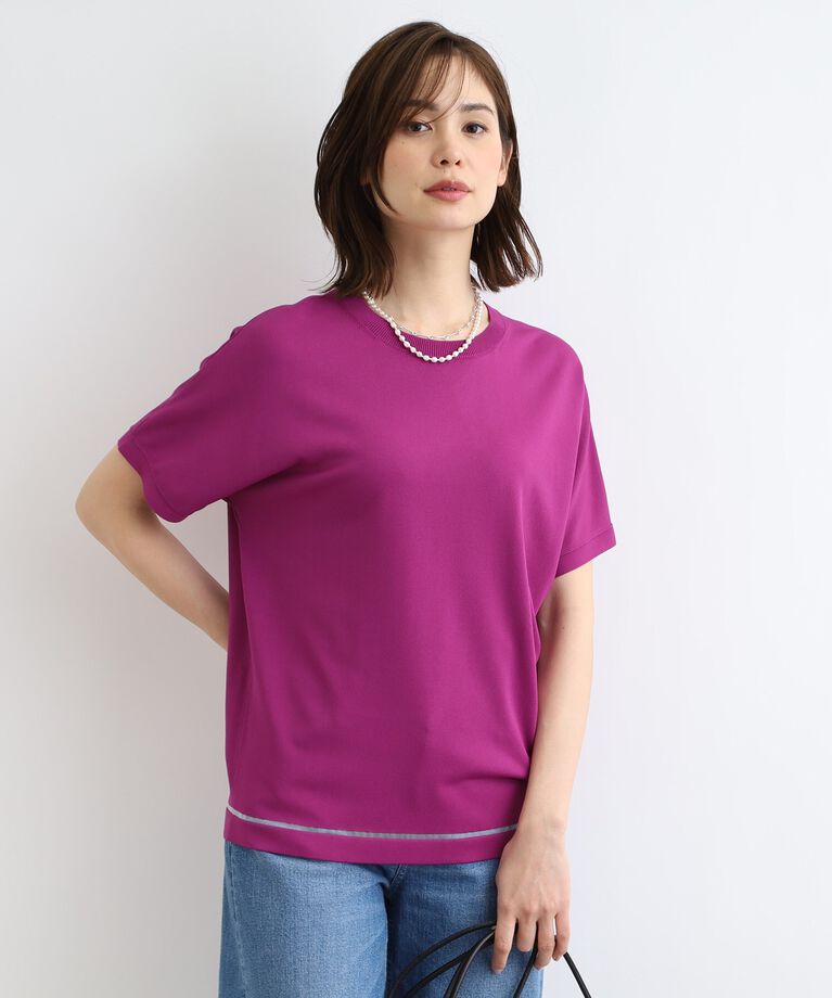 INDIVI「【洗える／サマーニット】Tシャツライクニット」|ニット・セーター|パープル(083)