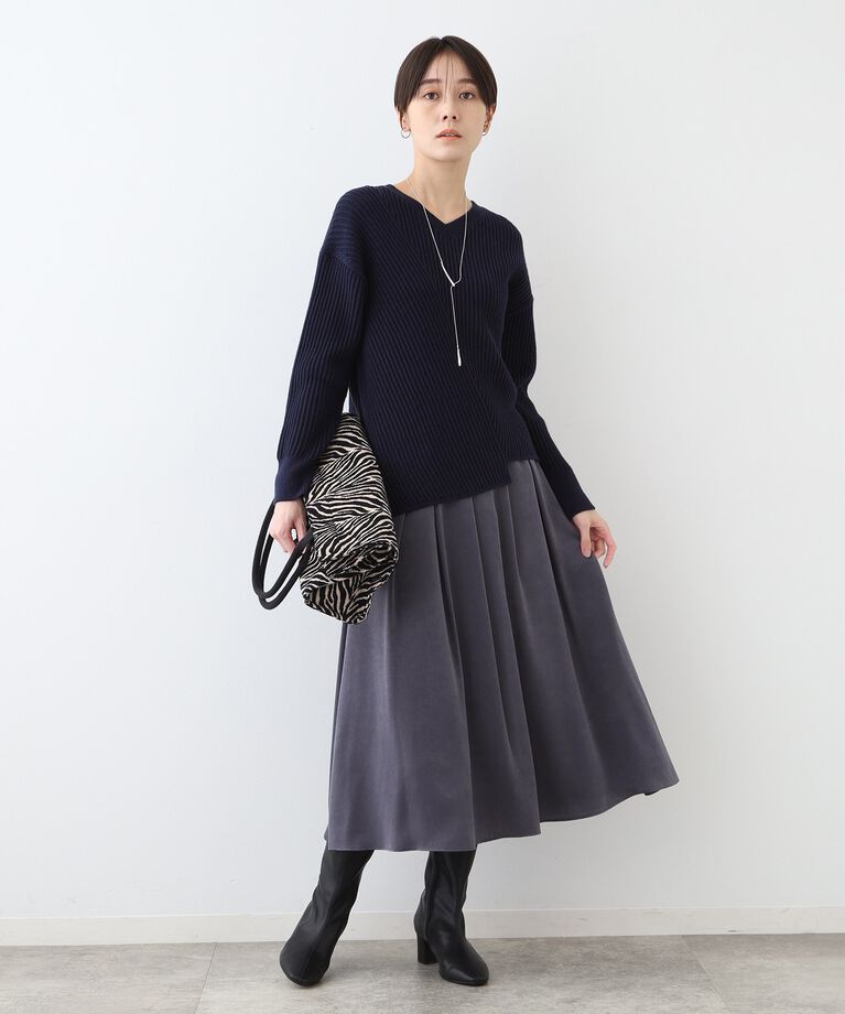 INDIVI「春SALE！【洗える／コットン混】アシメデザインニット」|ニット・セーター|