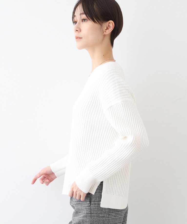 INDIVI「春SALE！【洗える／コットン混】アシメデザインニット」|ニット・セーター|