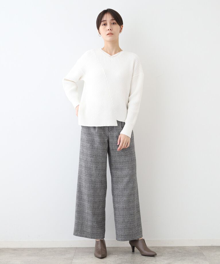 INDIVI「春SALE！【洗える／コットン混】アシメデザインニット」|ニット・セーター|