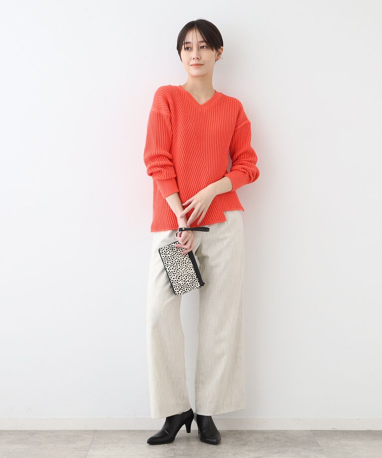INDIVI「春SALE！【洗える／コットン混】アシメデザインニット」|ニット・セーター|