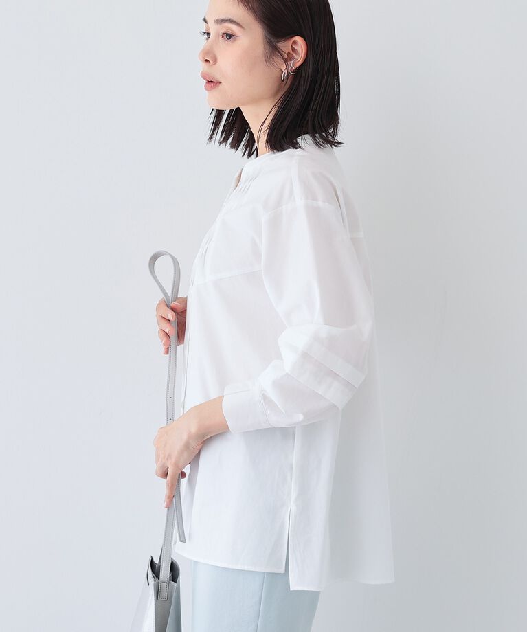 INDIVI「春SALE！【UVケア／カラーストライプ柄】タックデザインブラウス」|シャツ・ブラウス|