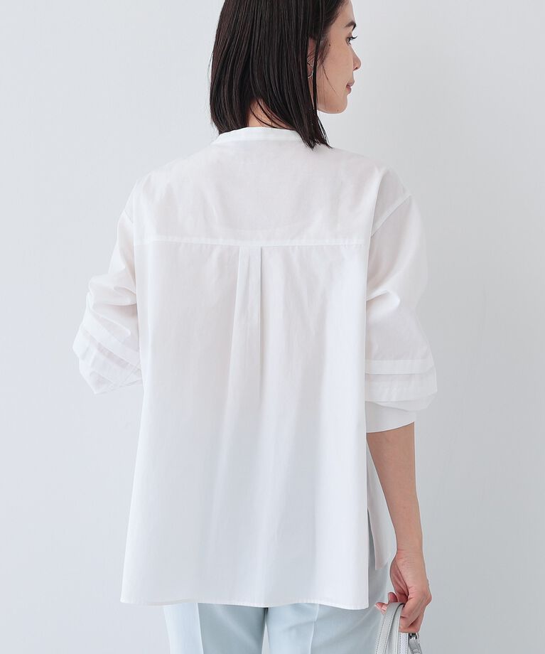 INDIVI「春SALE！【UVケア／カラーストライプ柄】タックデザインブラウス」|シャツ・ブラウス|