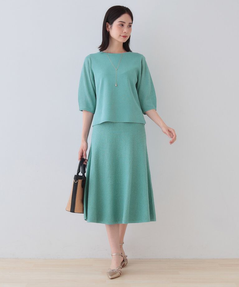 INDIVI「春SALE！【洗える／和紙混素材／SETUP可能】バルーンスリーブニット」|ニット・セーター|