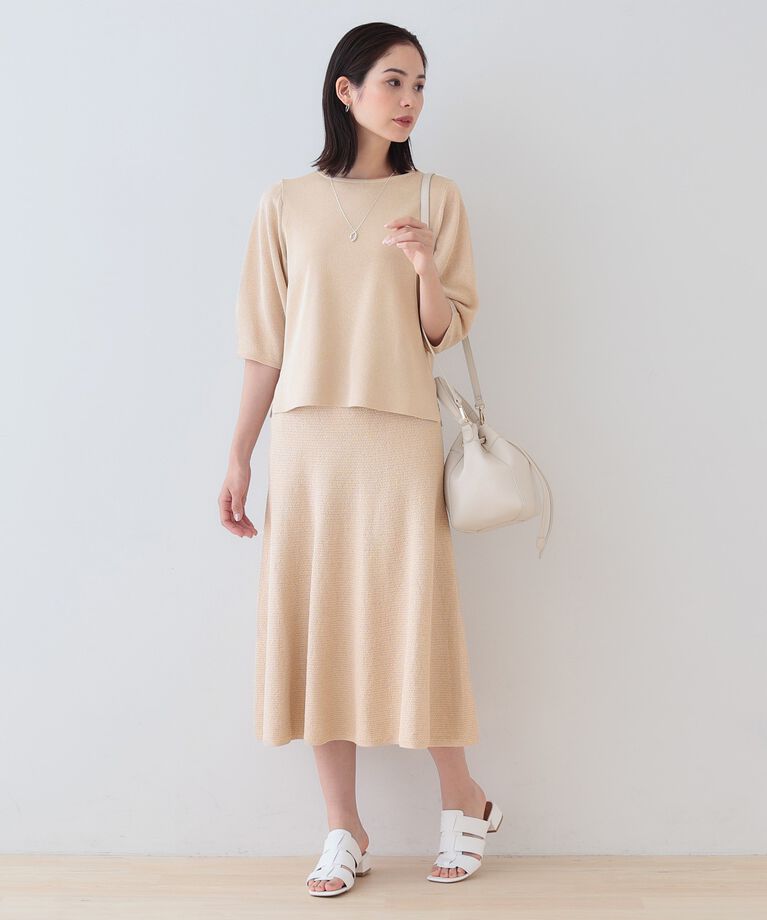 INDIVI「春SALE！【洗える／和紙混素材／SETUP可能】バルーンスリーブニット」|ニット・セーター|