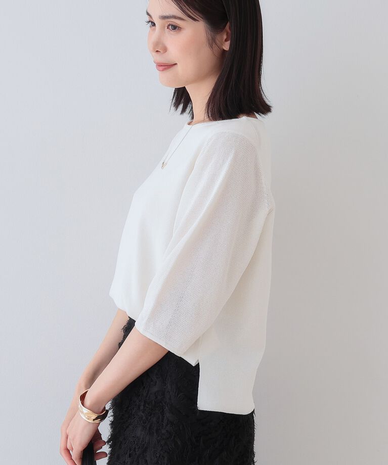 INDIVI「春SALE！【洗える／和紙混素材／SETUP可能】バルーンスリーブニット」|ニット・セーター|