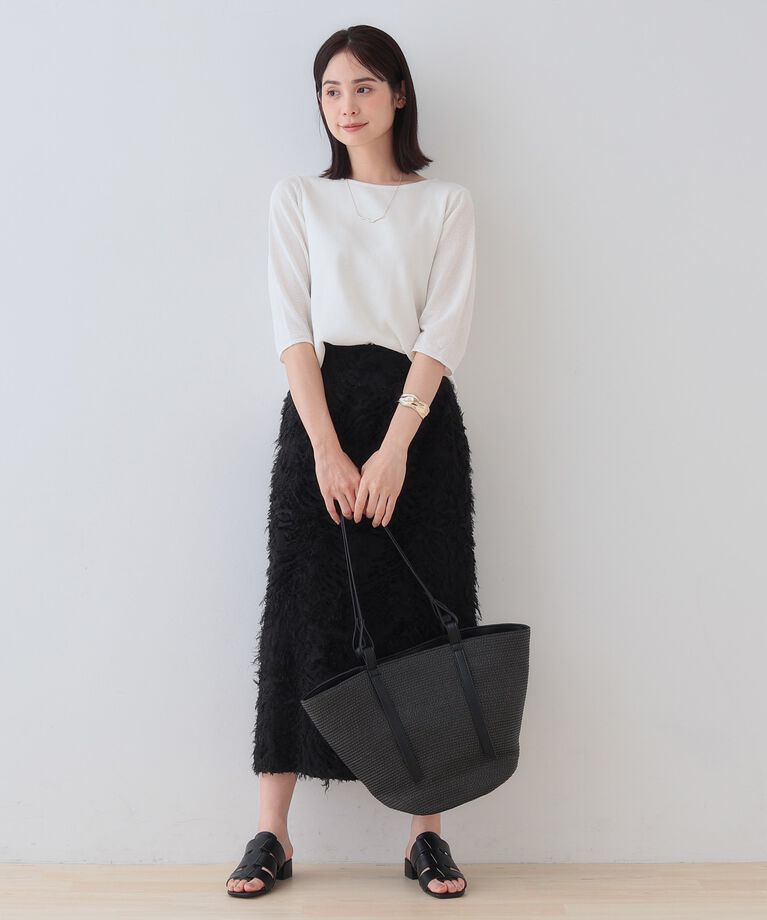 INDIVI「春SALE！【洗える／和紙混素材／SETUP可能】バルーンスリーブニット」|ニット・セーター|